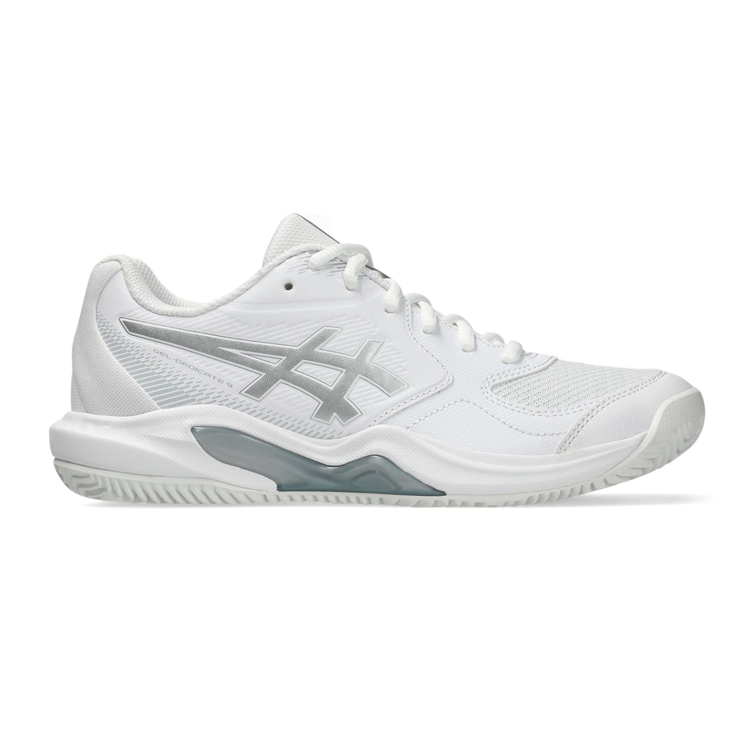 ASICS Gel-Dedicate 9 Zapatilla tierra batida Mujeres - blanco, plateado