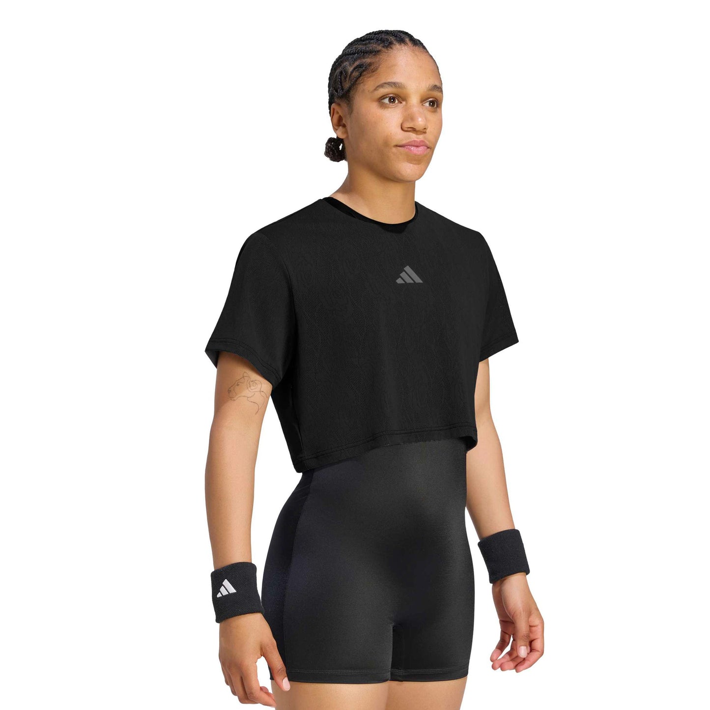 adidas Pro Crop Camiseta de manga corta Mujeres - negro