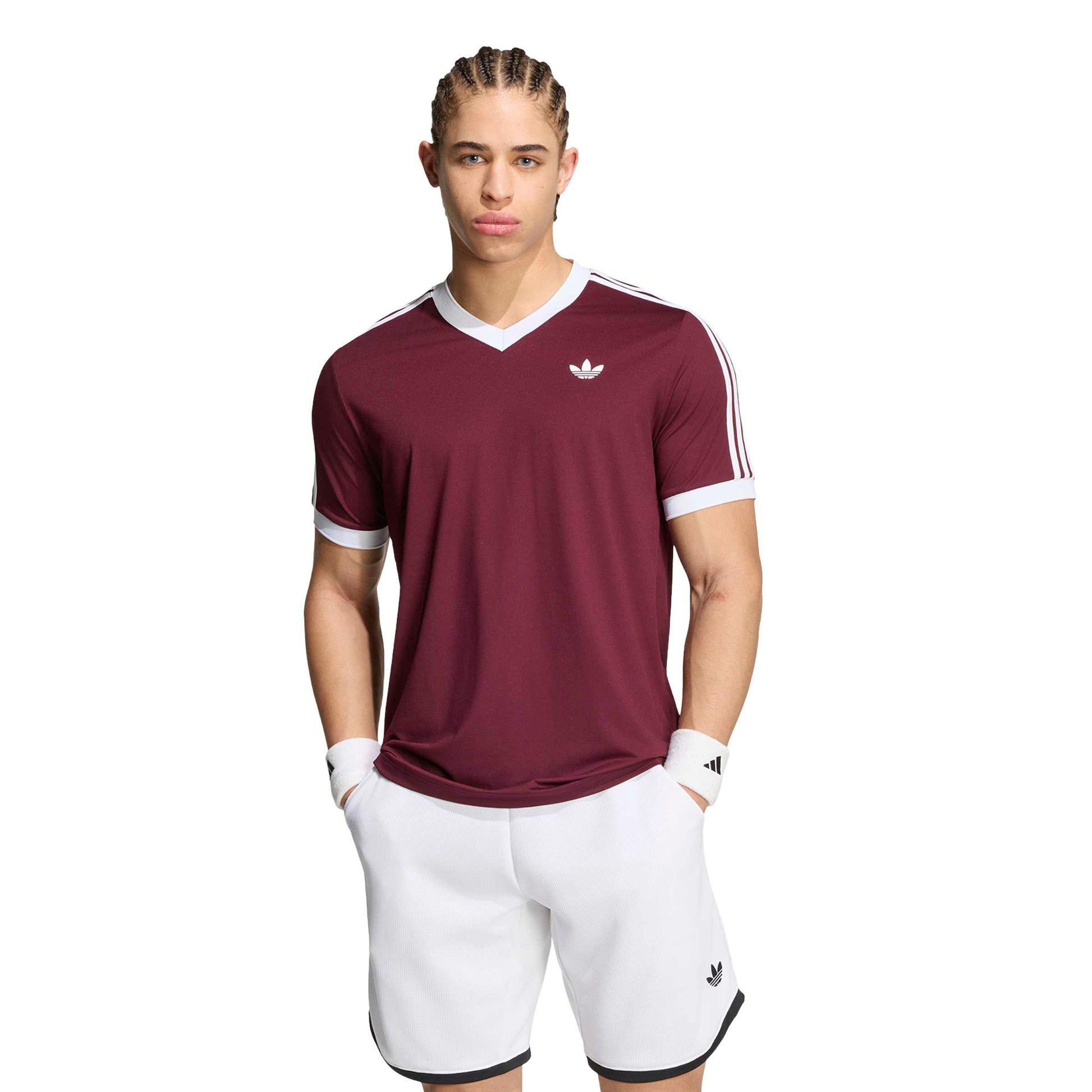 adidas Classics Camiseta de manga corta Hombres - rojo vino, blanco