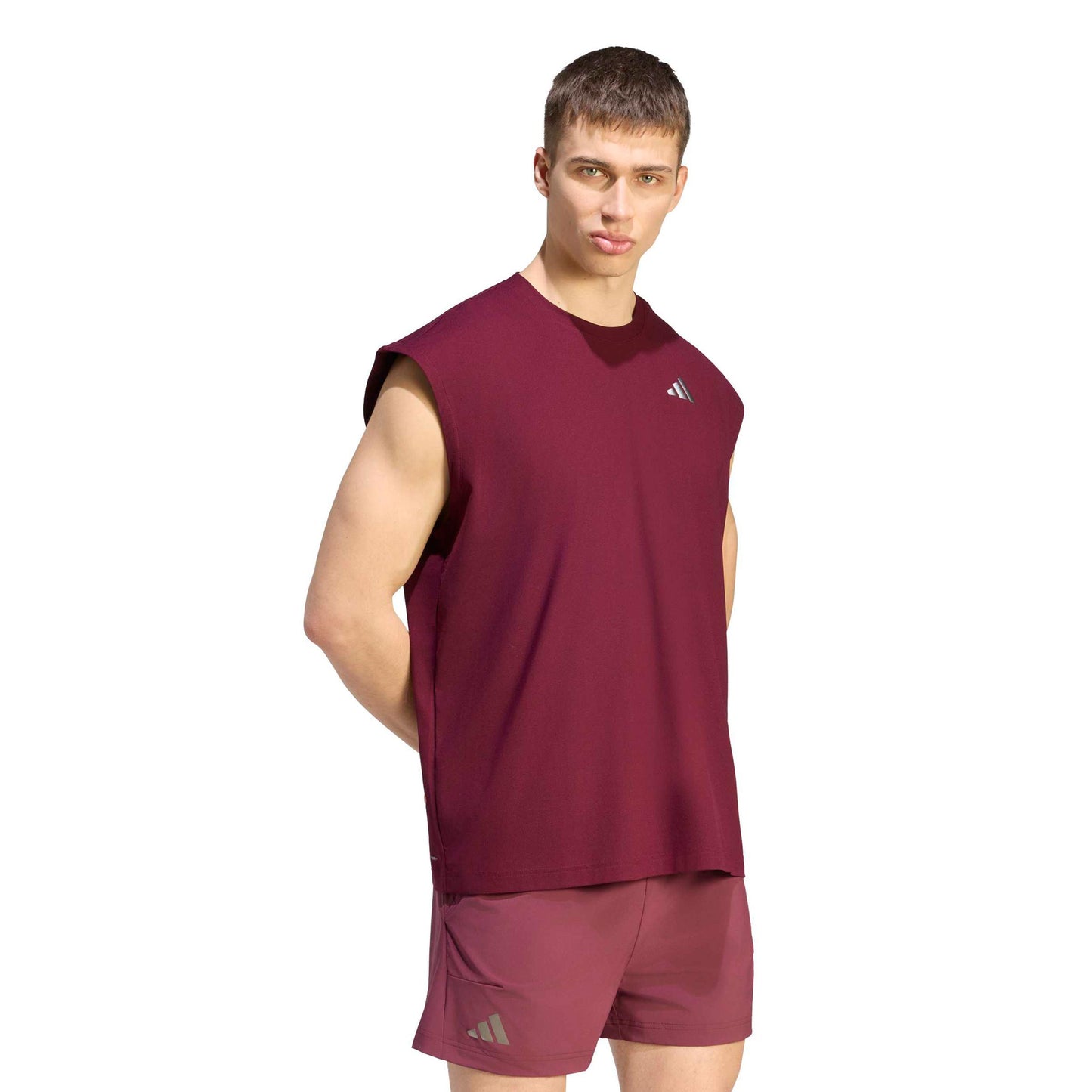 adidas Oversized Camiseta de manga corta Hombres - rojo vino