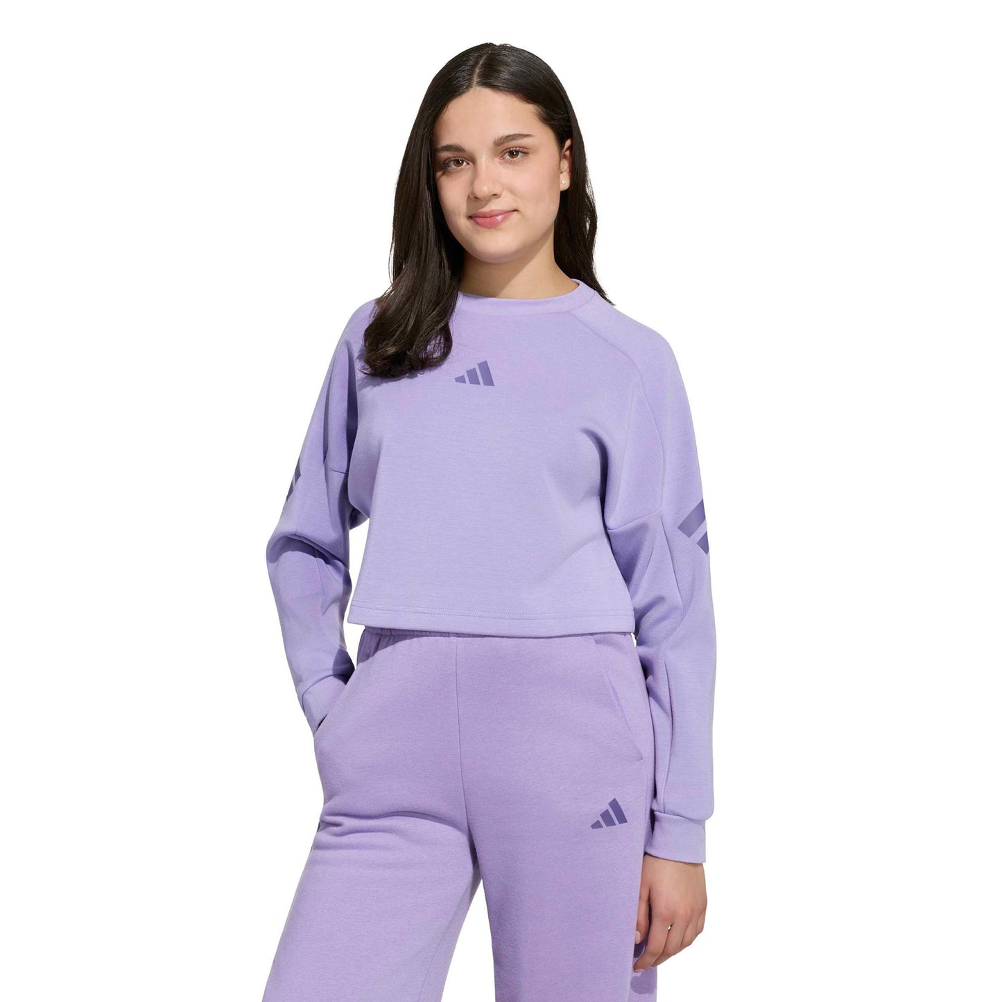adidas 3Stripes Crew Crop Sudadera Niños - morado