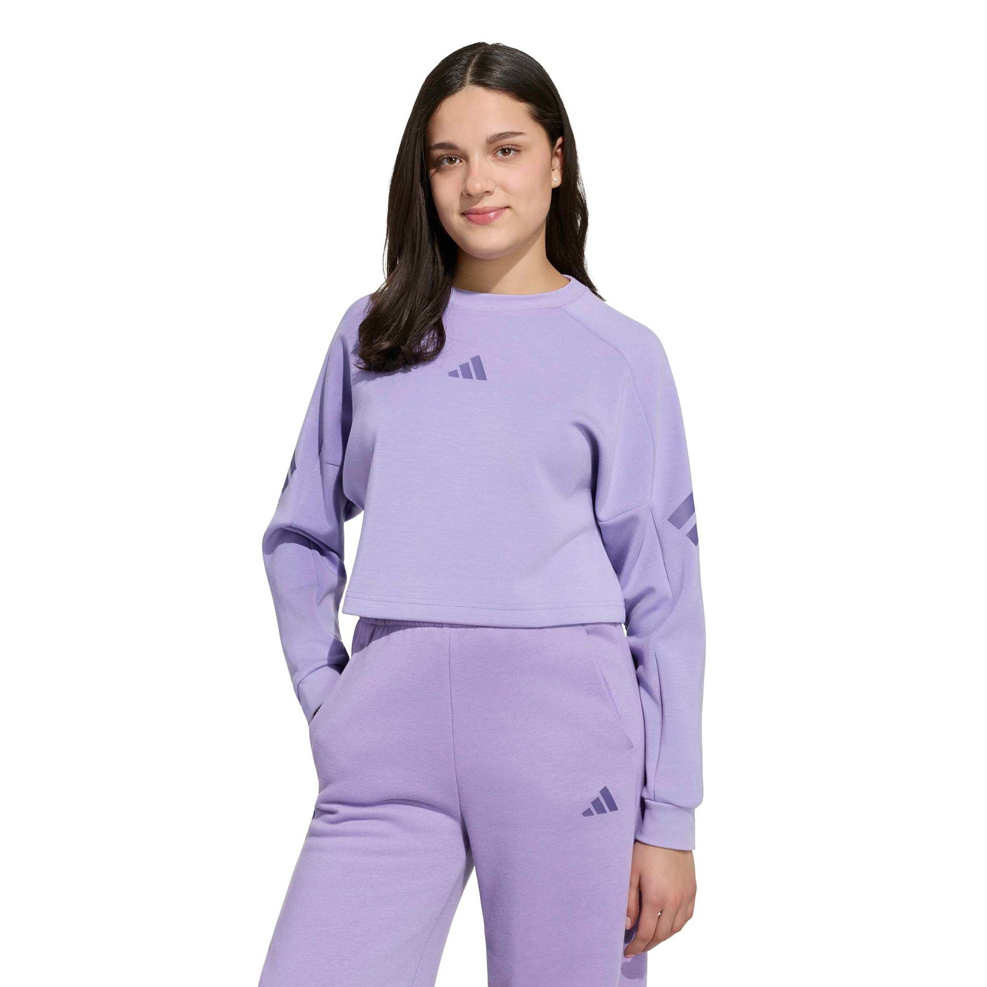 adidas 3Stripes Crew Crop Sudadera Niños - morado