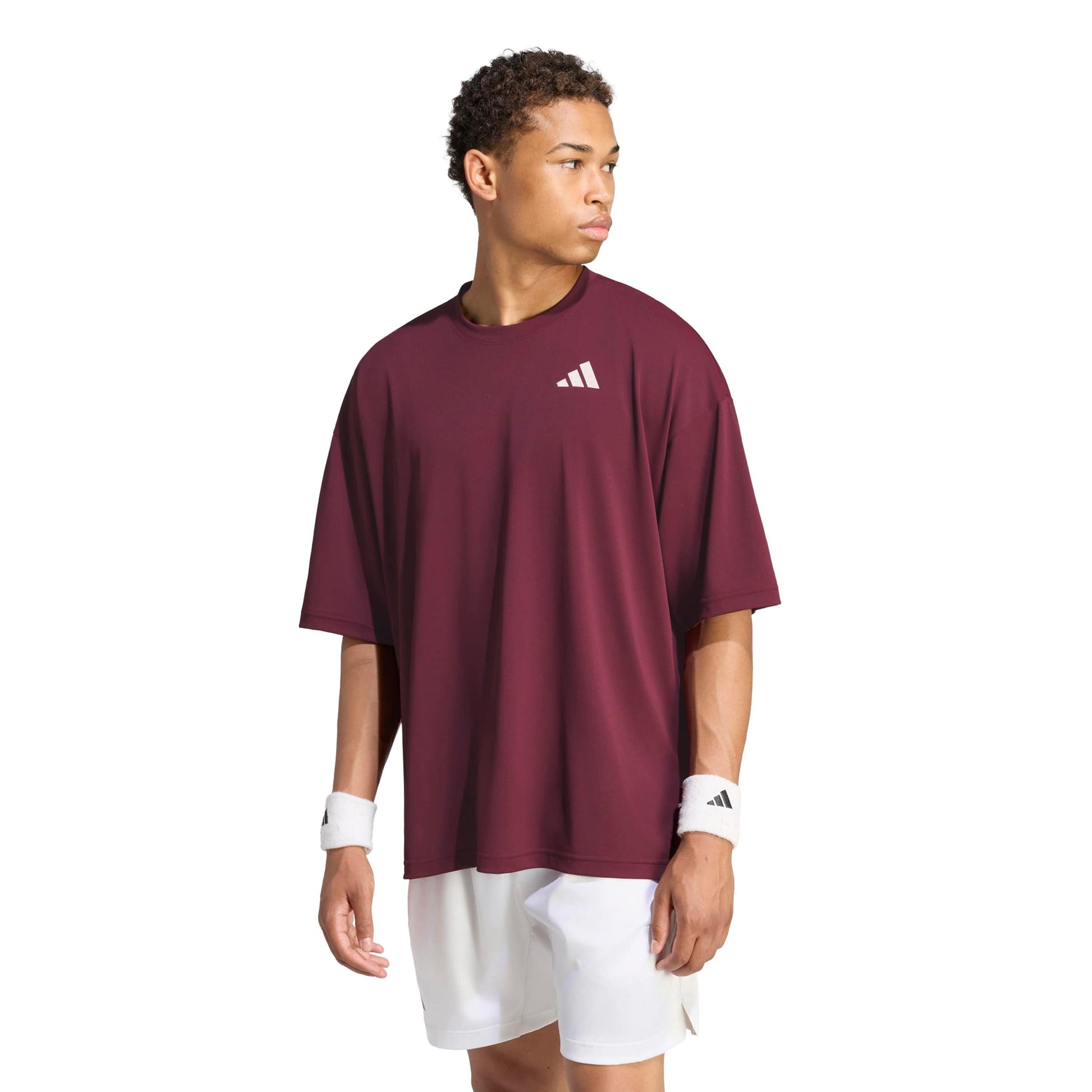 adidas Oversized Camiseta de manga corta Hombres - rojo vino