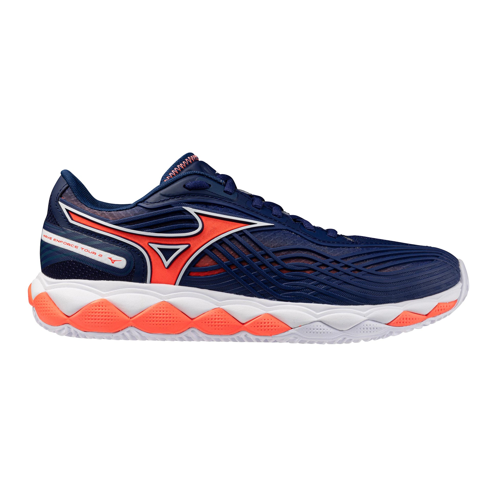 Mizuno Wave Enforce Tour 2 Zapatilla tierra batida Hombres - azul oscuro, naranja