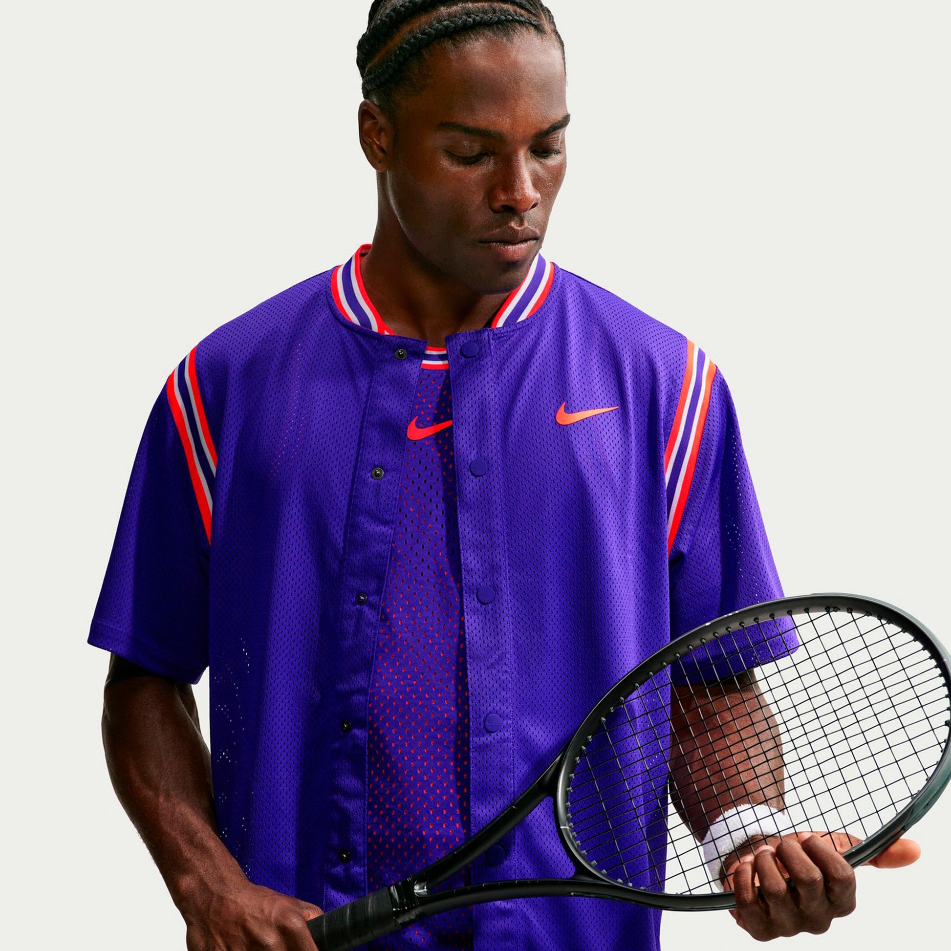 Nike Carlos Alcaraz Court Slam Polo Hombres - lila, naranja