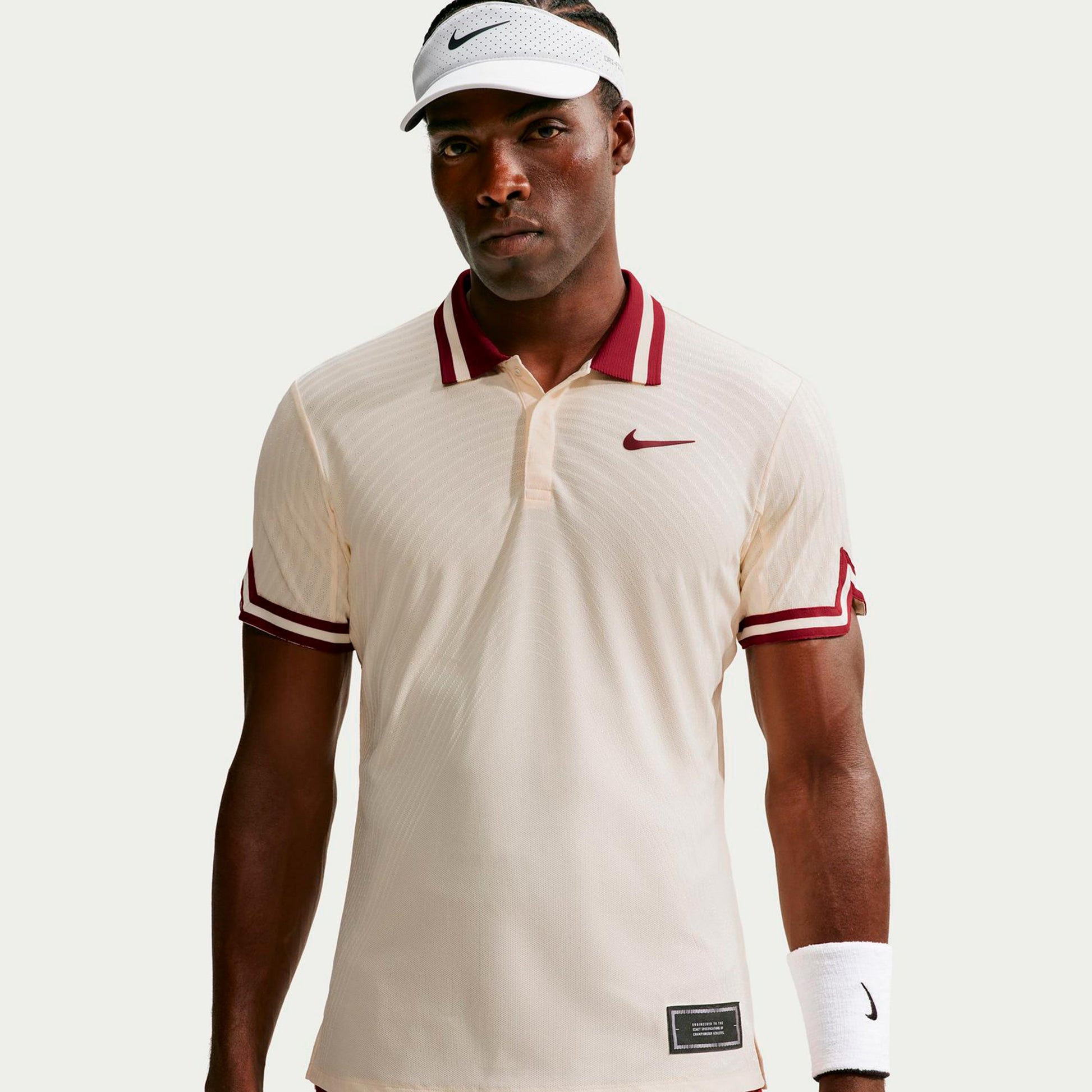Nike Jannik Sinner Court Slam Polo Hombres - crema, rojo vino