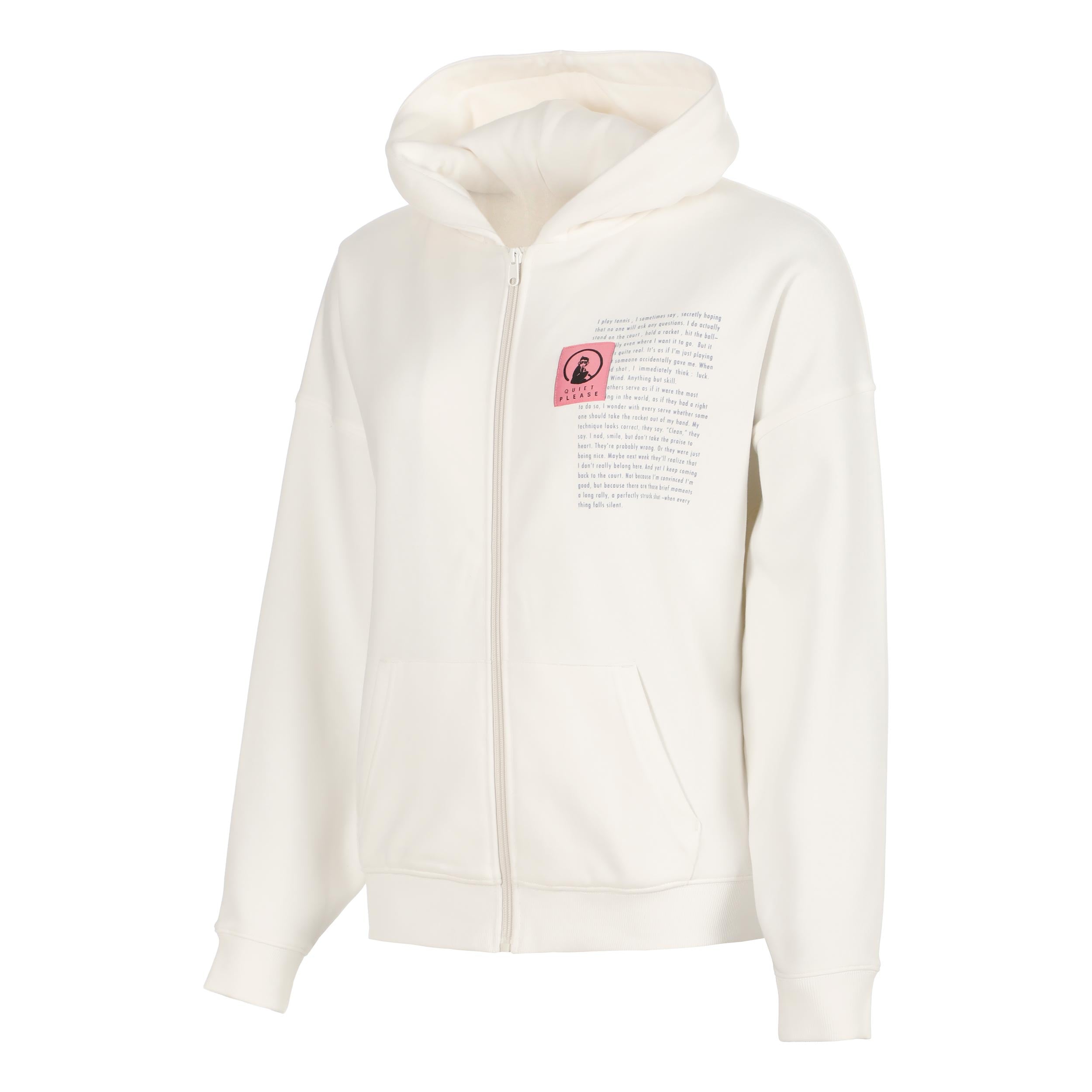 Quiet Please Thoughts Patch Oversize Sudadera con cremallera Mujeres - crema