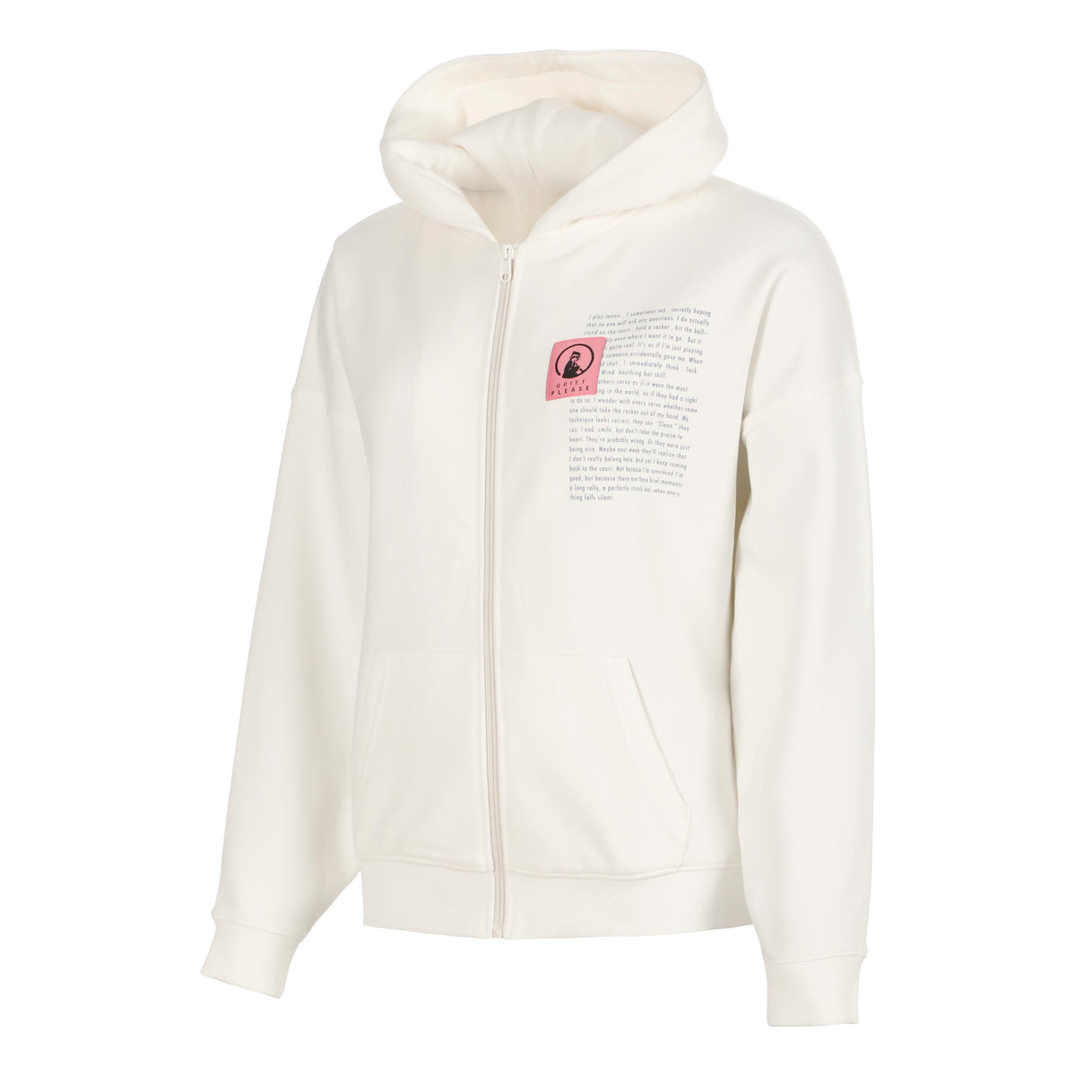 Quiet Please Thoughts Patch Oversize Sudadera con cremallera Mujeres - crema