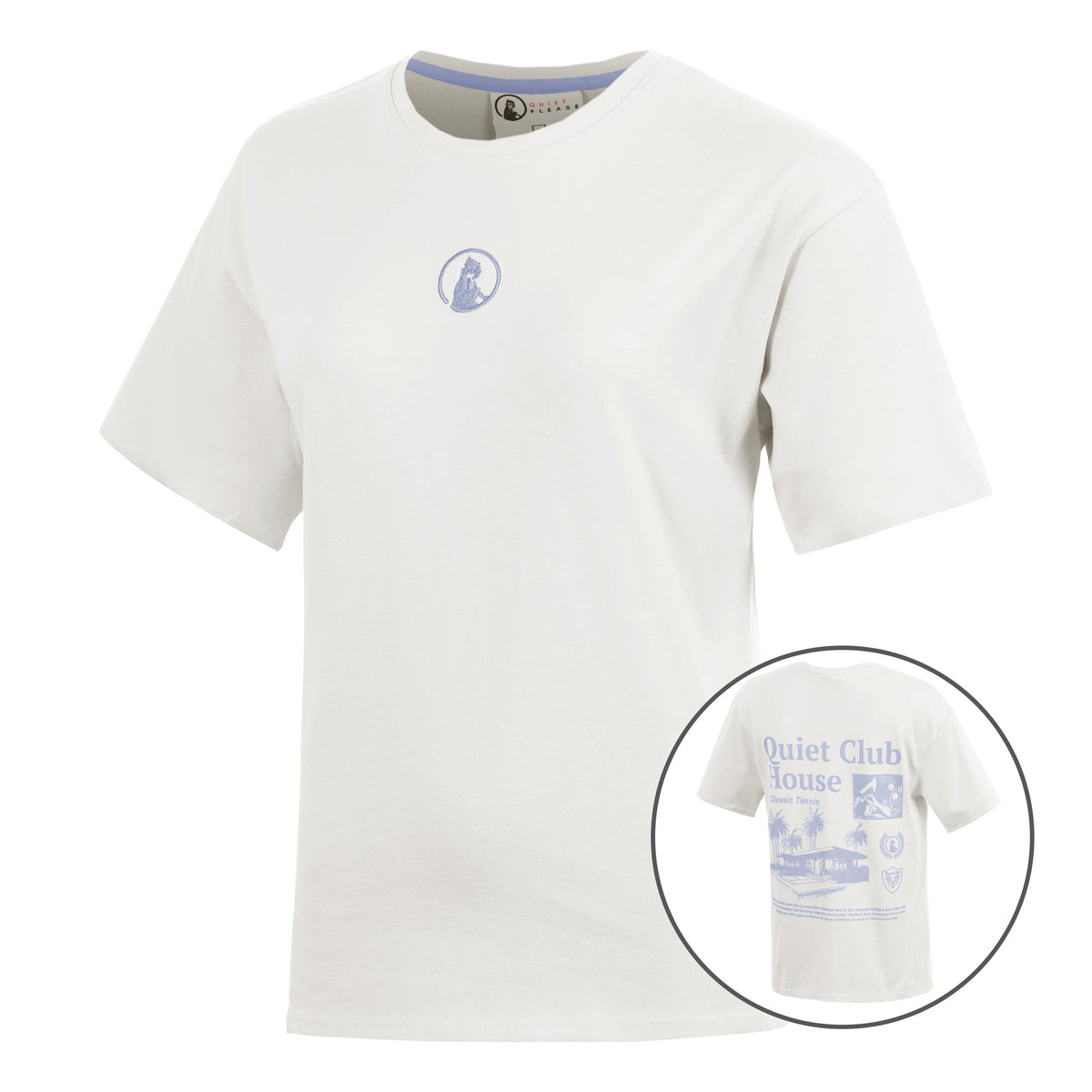 Quiet Please Club House Boyfriend Camiseta de manga corta Mujeres - crema