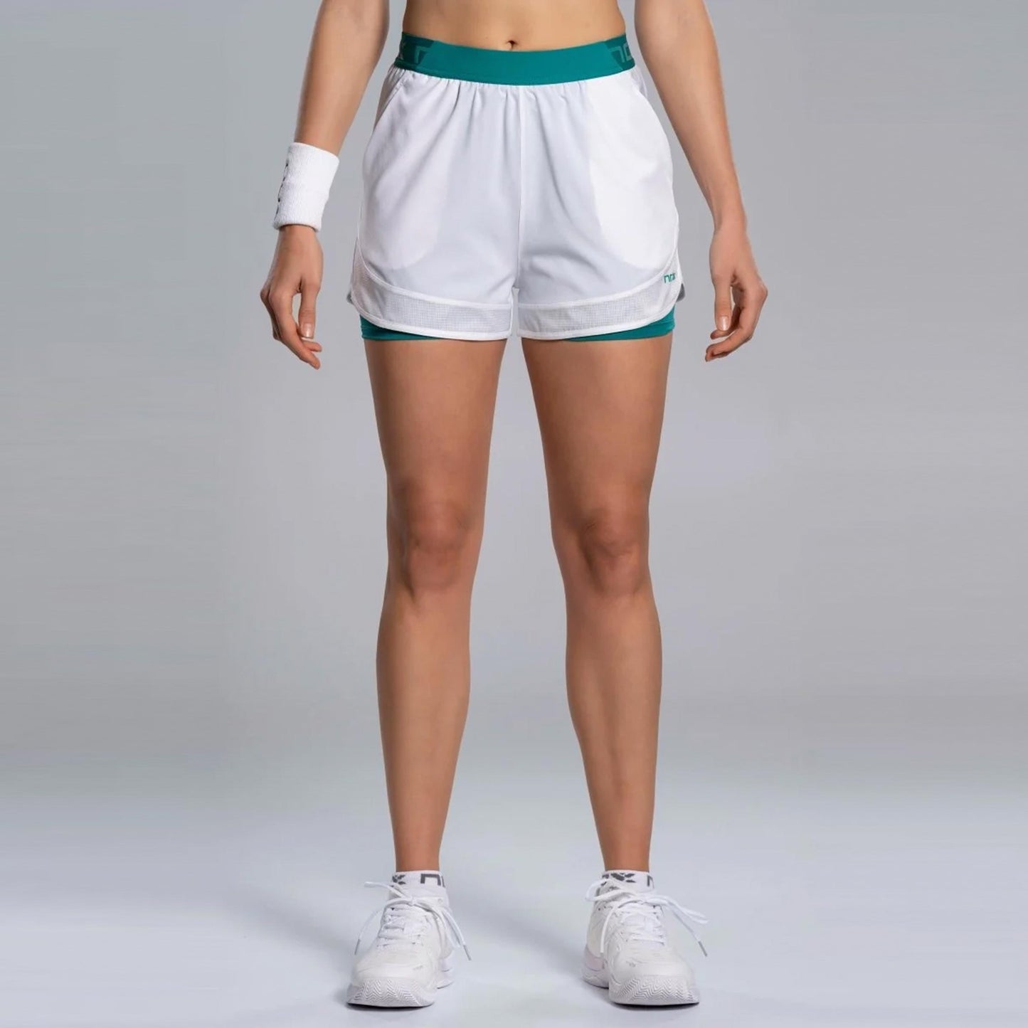 NOX Pro Shorts Mujeres - blanco, azul verdoso