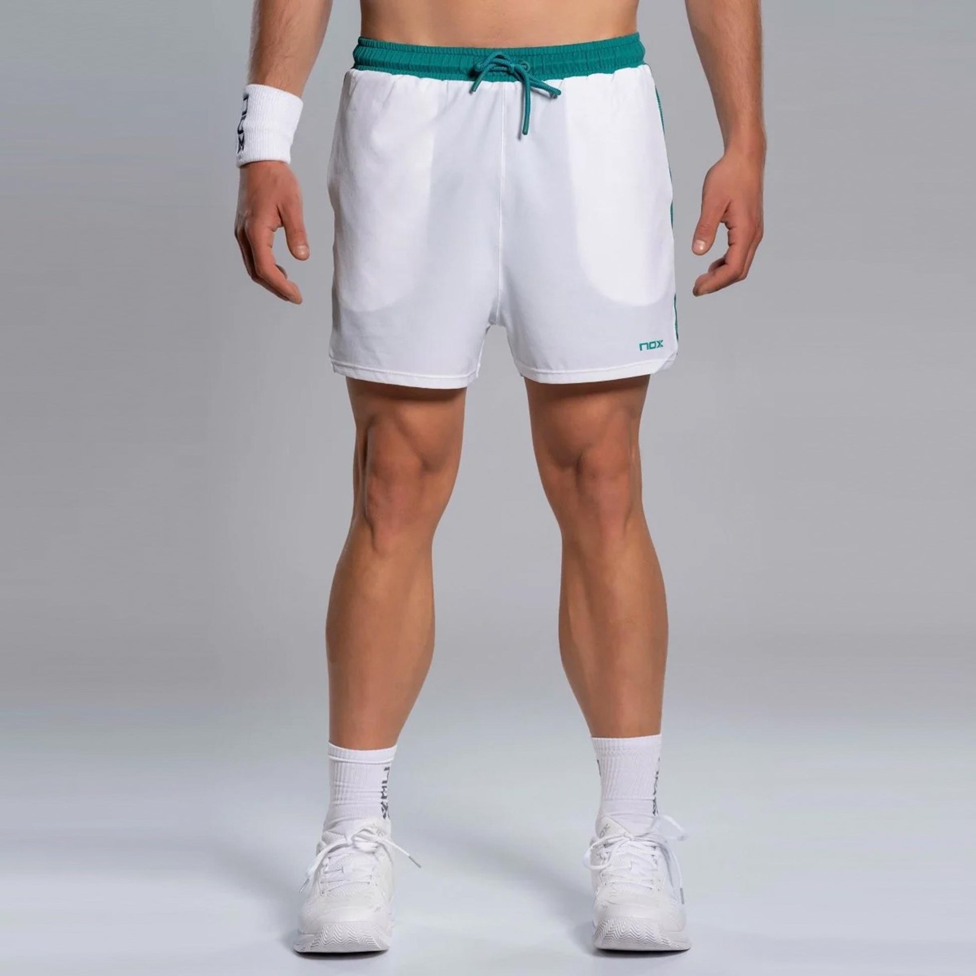 NOX Pro Shorts Hombres - blanco, azul verdoso
