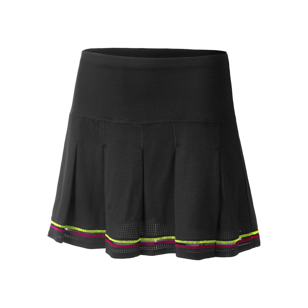 Long Micro Tuck Pleat Falda Mujeres - Negro, Amarillo Neón