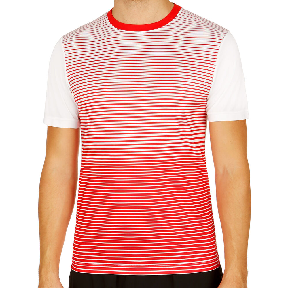 Team Striped Crew Camiseta De Manga Corta Hombres - Rojo, Blanco