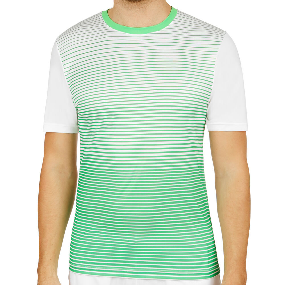 Team Striped Crew Camiseta De Manga Corta Hombres - Verde, Blanco