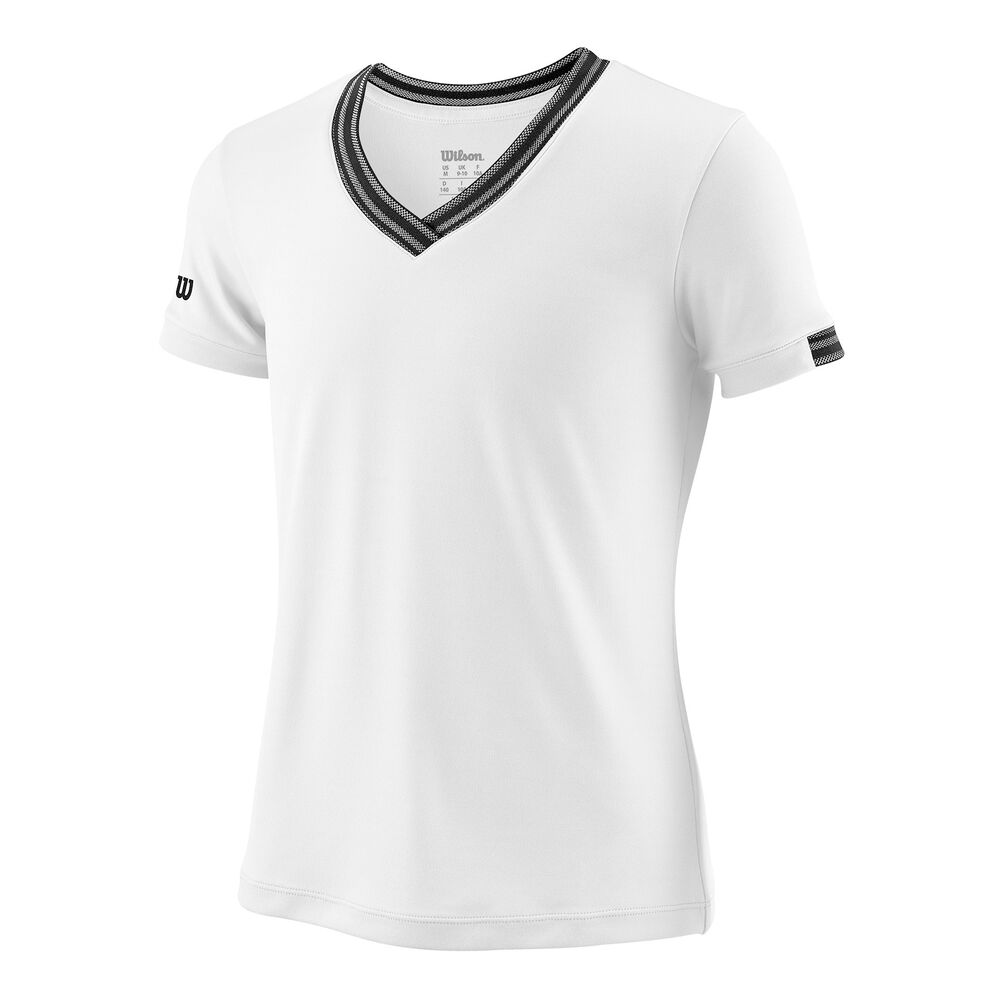 Team V-Neck Camiseta De Manga Corta Chicas - Blanco, Negro