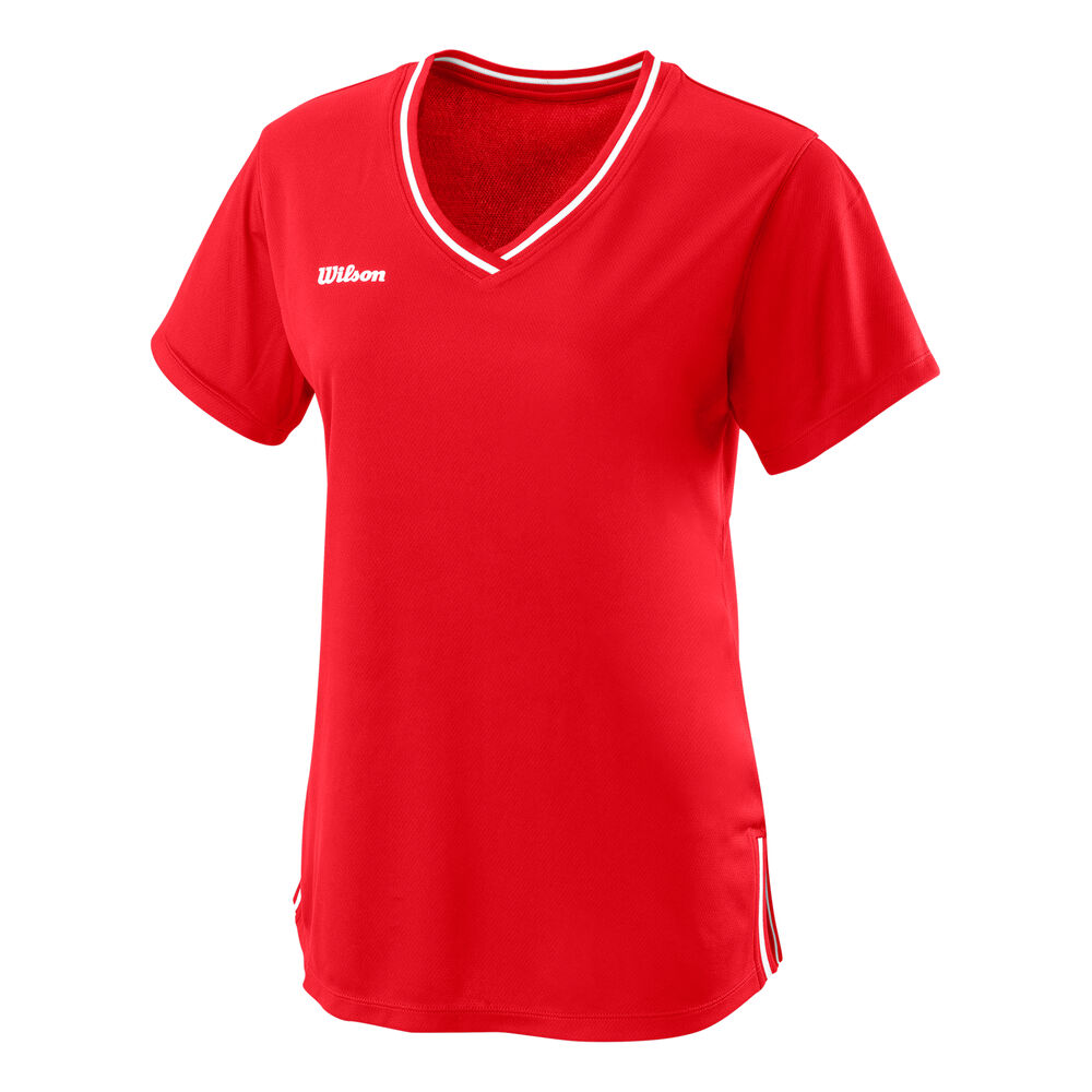 Team II V-Neck Camiseta De Manga Corta Mujeres - Rojo