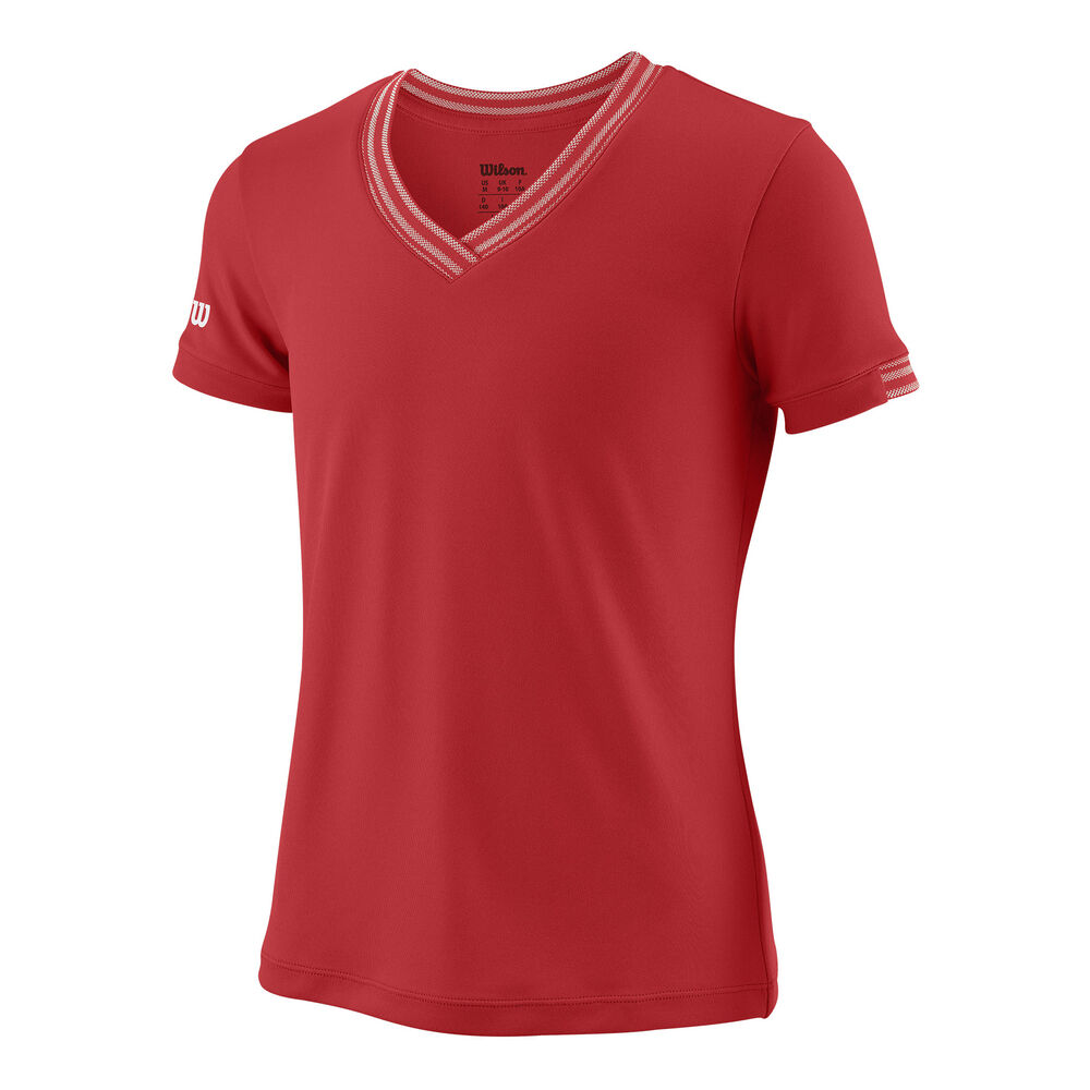 Team V-Neck Camiseta De Manga Corta Chicas - Rojo, Blanco