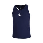 Ropa de tenis Quiet Please Quiet Please Racerback Camiseta De Tirantes Chicas-Azul Oscuro,Blanco