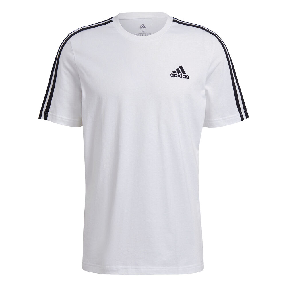 3 Stripes Single Jersey Camiseta De Manga Corta Hombres - Blanco, Negro