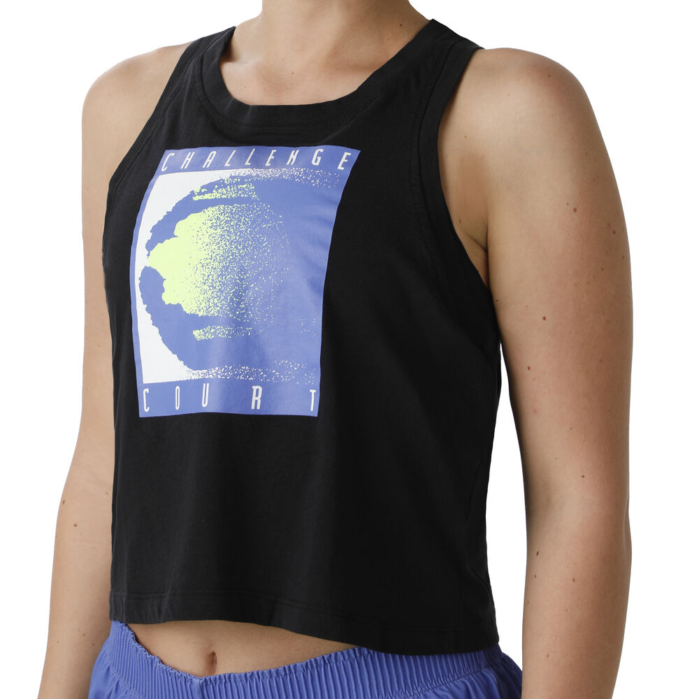 Court Challenge Crop Camiseta De Tirantes Mujeres - Negro, Azul Claro